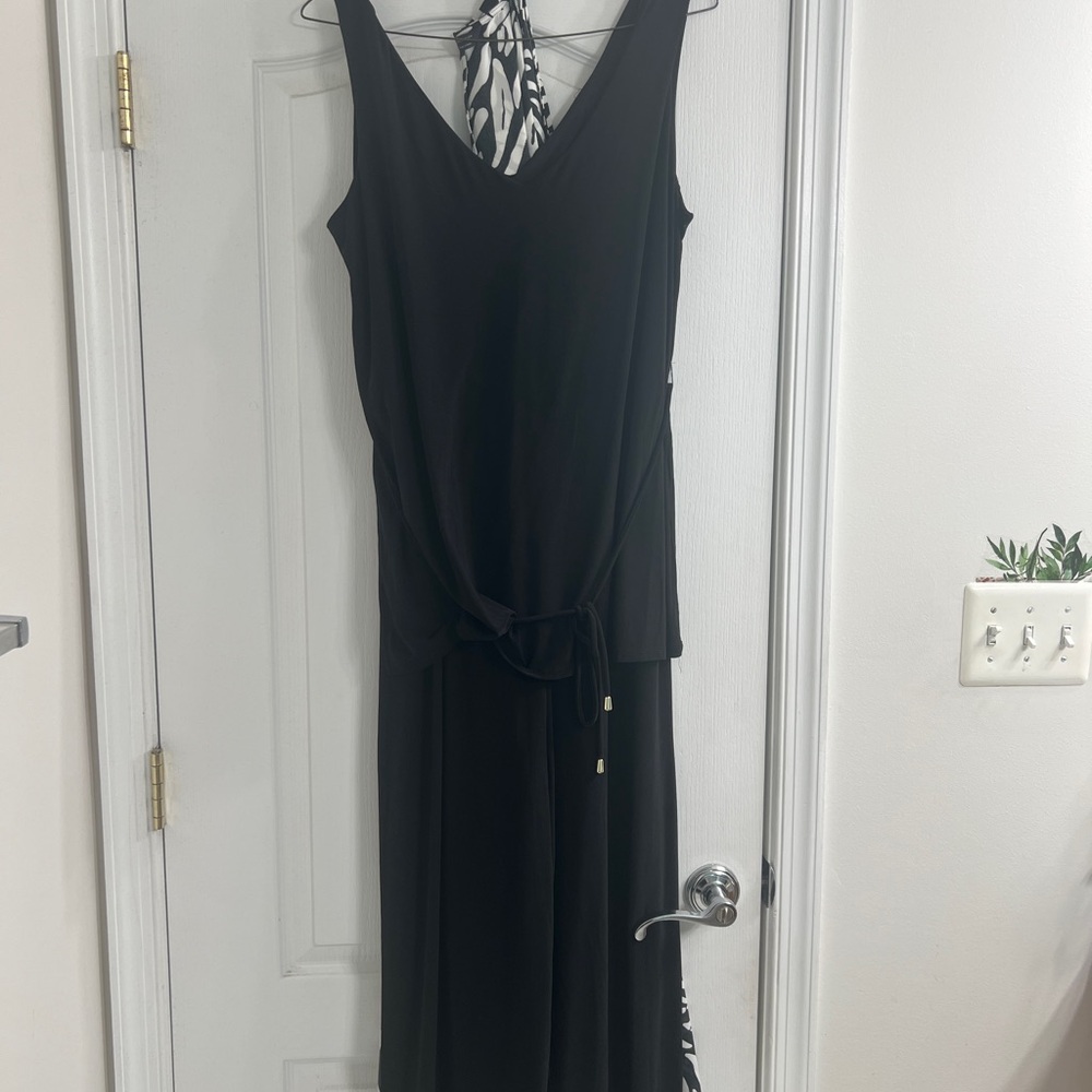 Emma & Michele Black Sleeveless V-Neck Maxi Dress((SET))